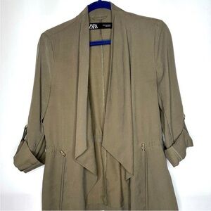 Zara Olive Green Drape Parka Jacket